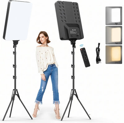 LED Panel Light Kit with Tripod Stand and Phone Holder