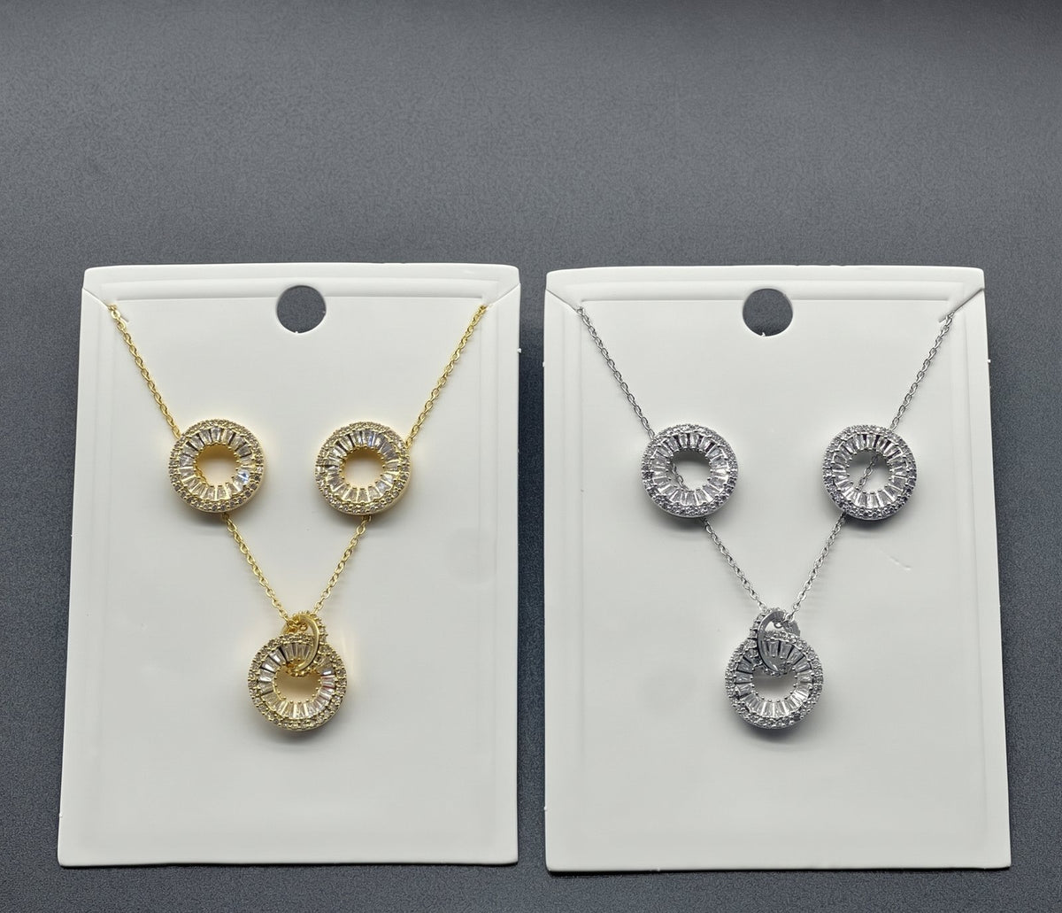 Radiant Circle Halo CZ Pendant Set