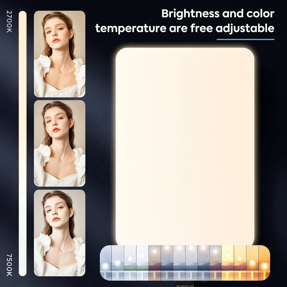 LED Panel Light Kit with Tripod Stand and Phone Holder