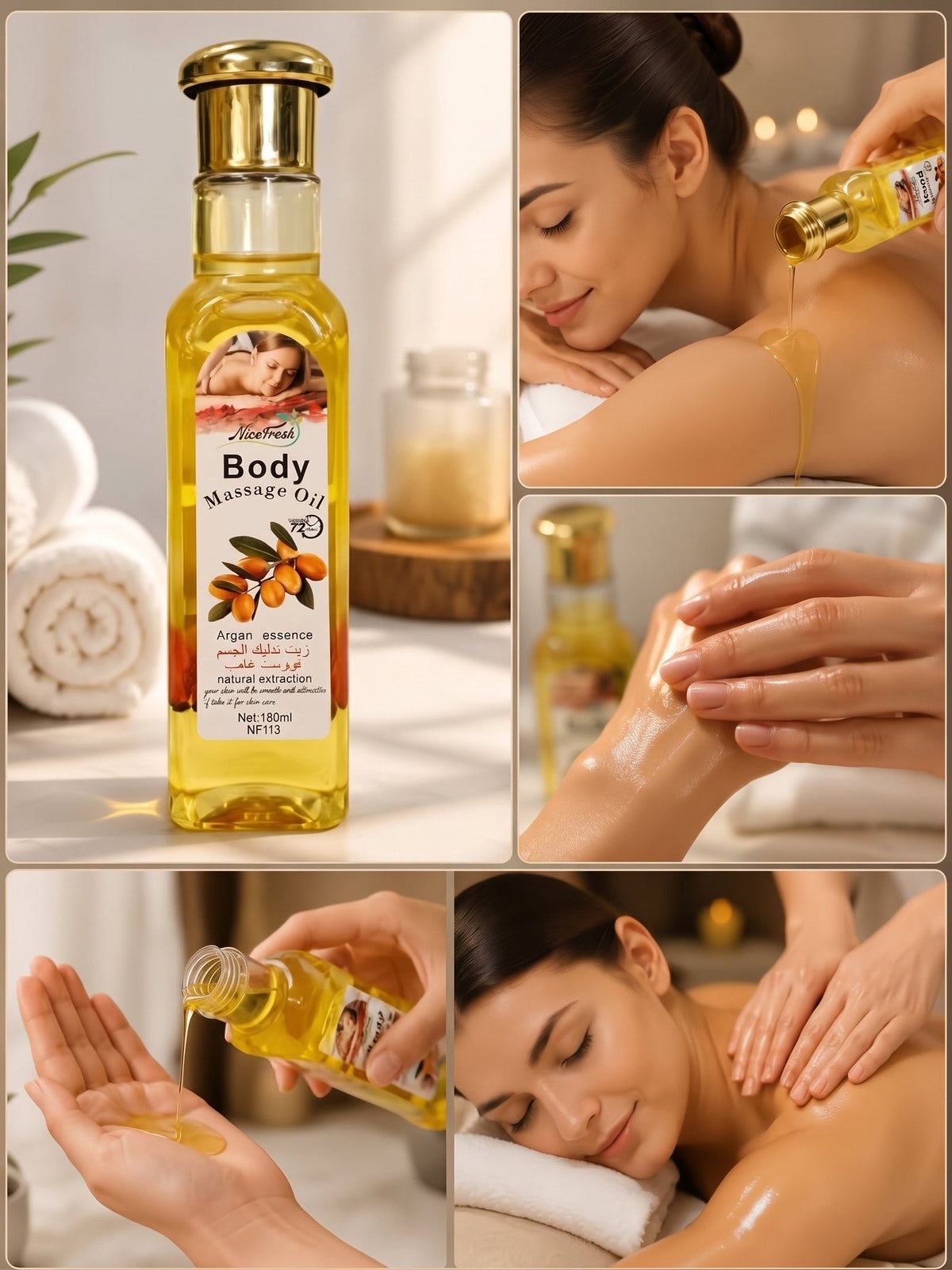 NiceFresh Argan Body Massage Oil 180ml