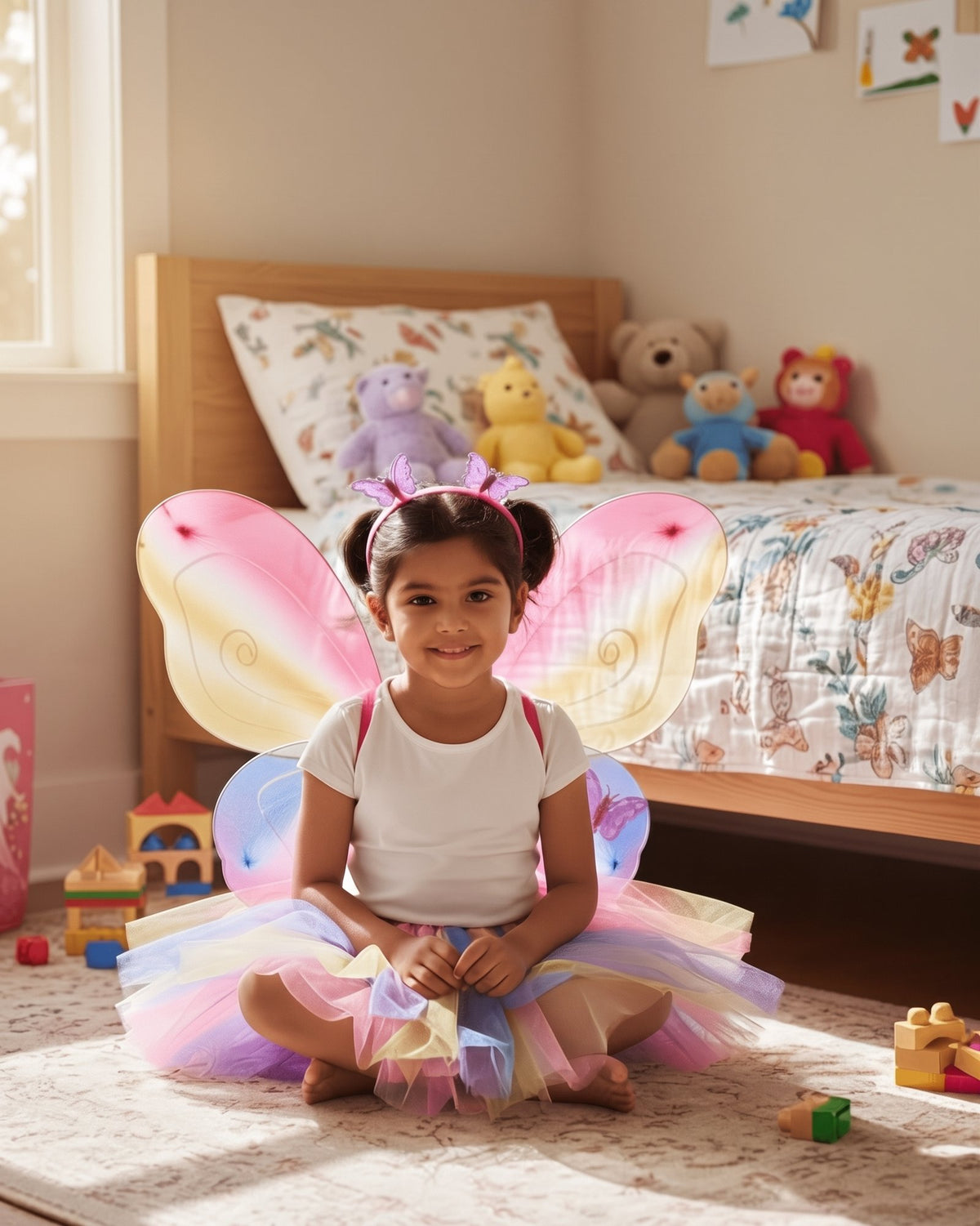 Kids Rainbow Fairy Wings Costume Set