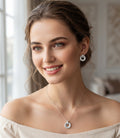 Radiant Circle Halo CZ Pendant Set