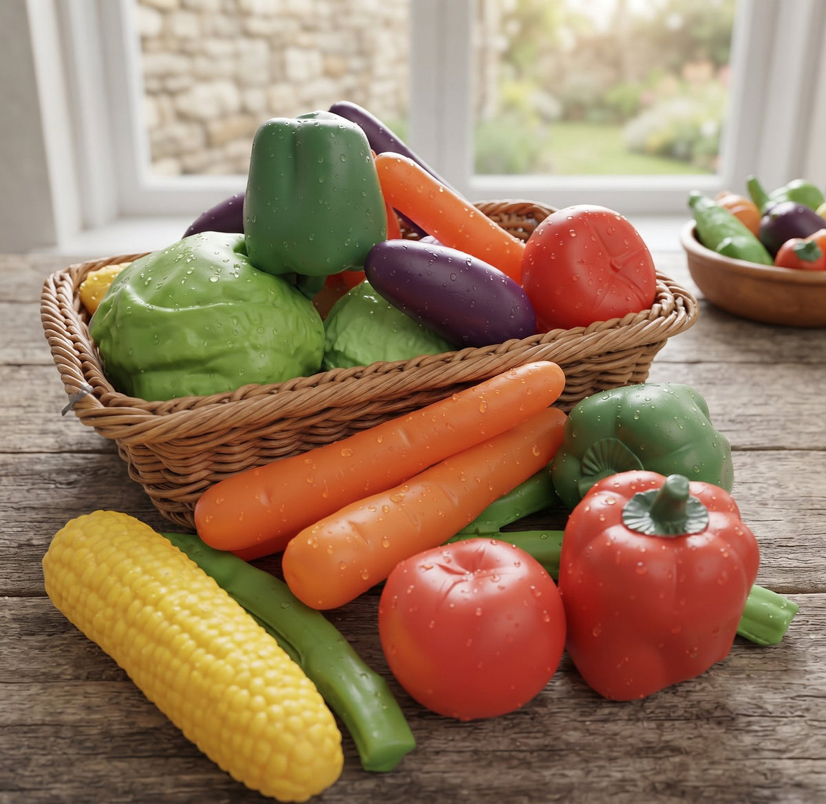 71-Piece Pretend Play Fruit & Vegetable Set with Tote Bag