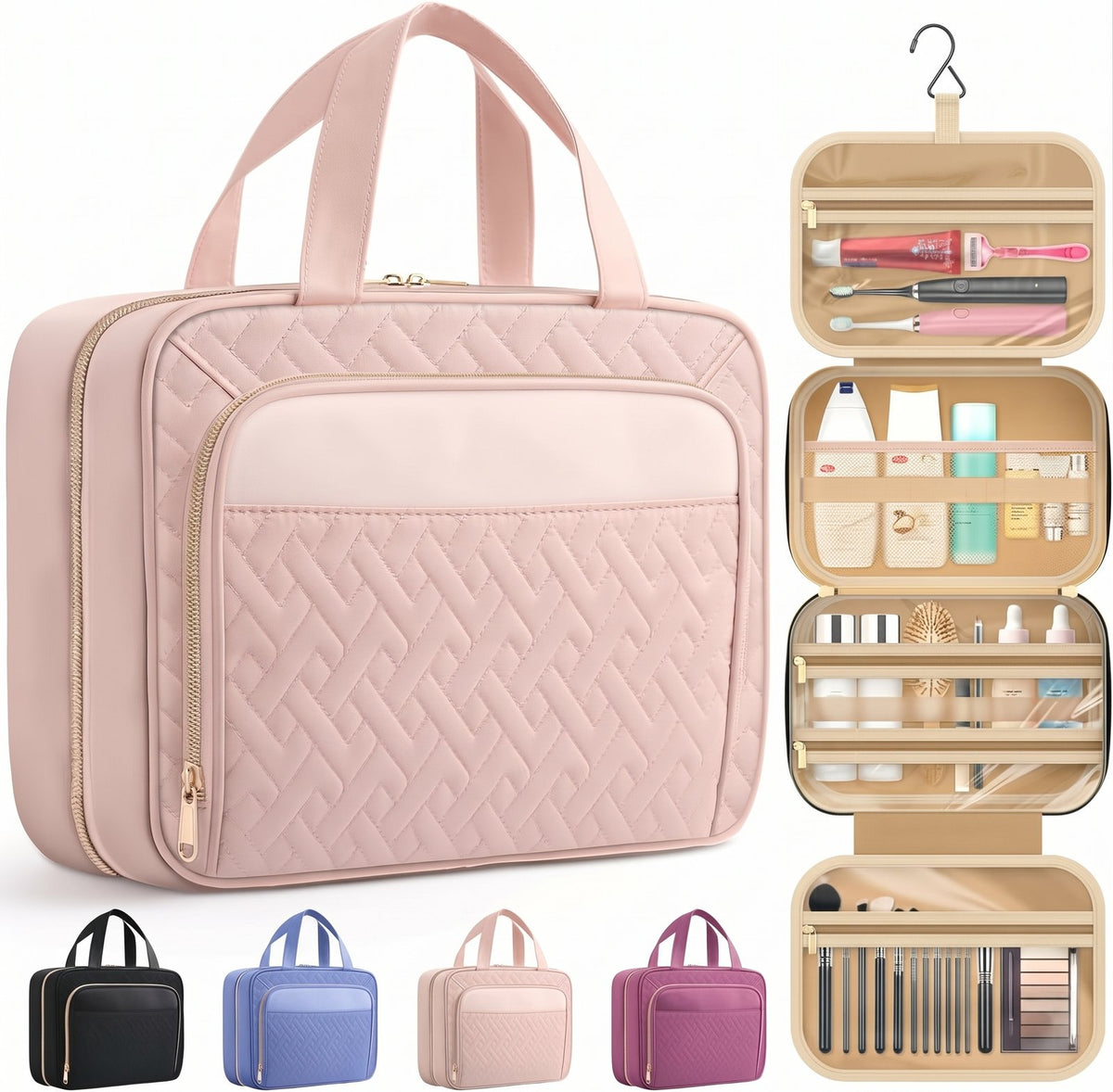 Large Travel Cosmetic Bag with Hanging Hook