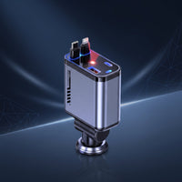 66W Retractable Car Charger with USB-C & Lightning Cables