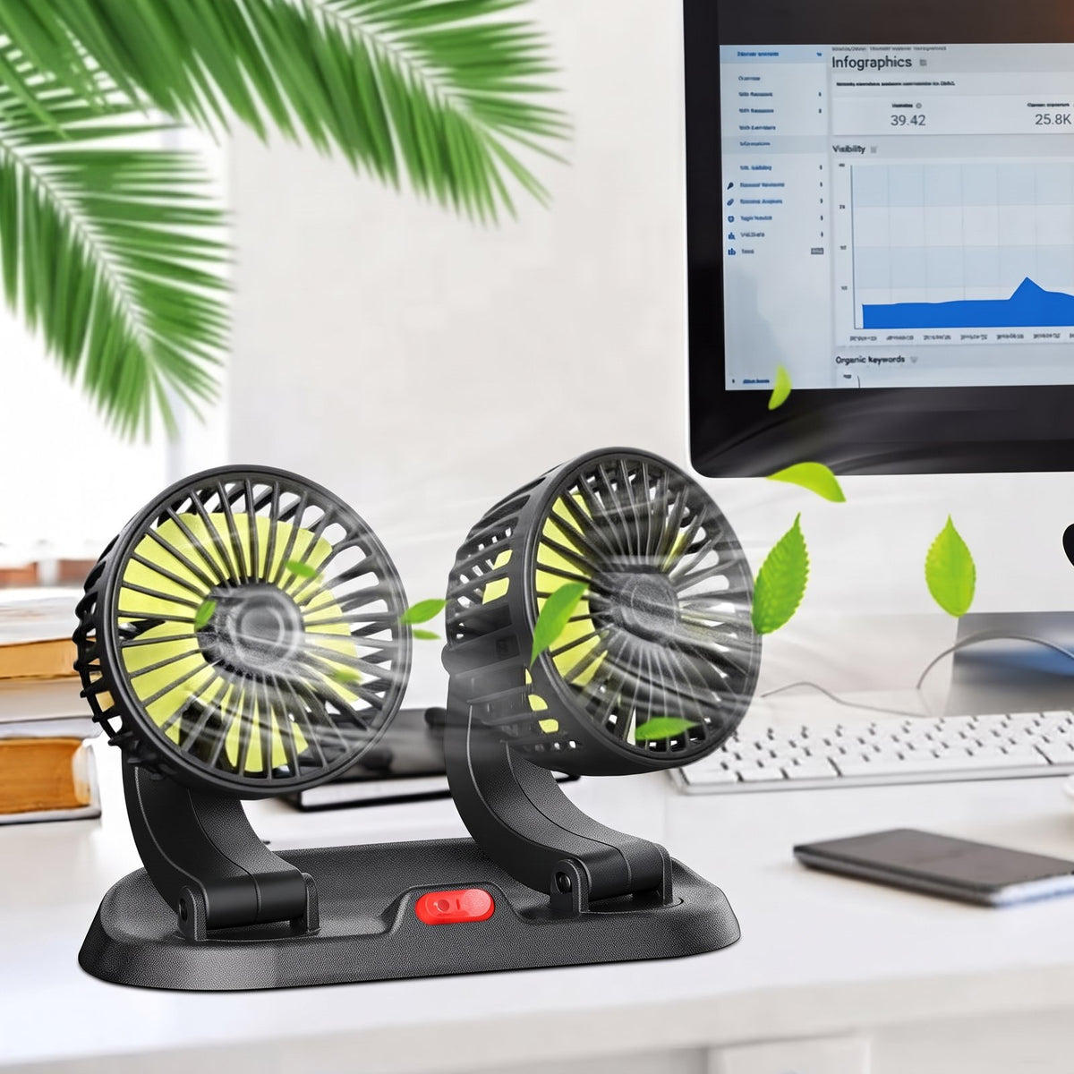 Dual Head 360° Car Cooling Fan CIC922