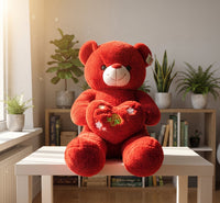 Large Red Love Teddy Bear with Heart Cushion