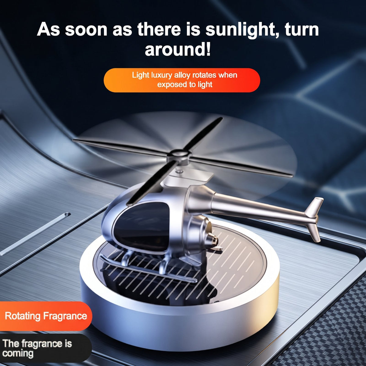 Solar Powered Helicopter Car Air Freshener with Essential Oil