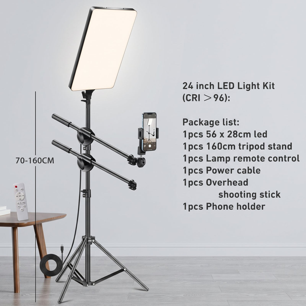 LED Panel Light Kit with Tripod Stand and Phone Holder