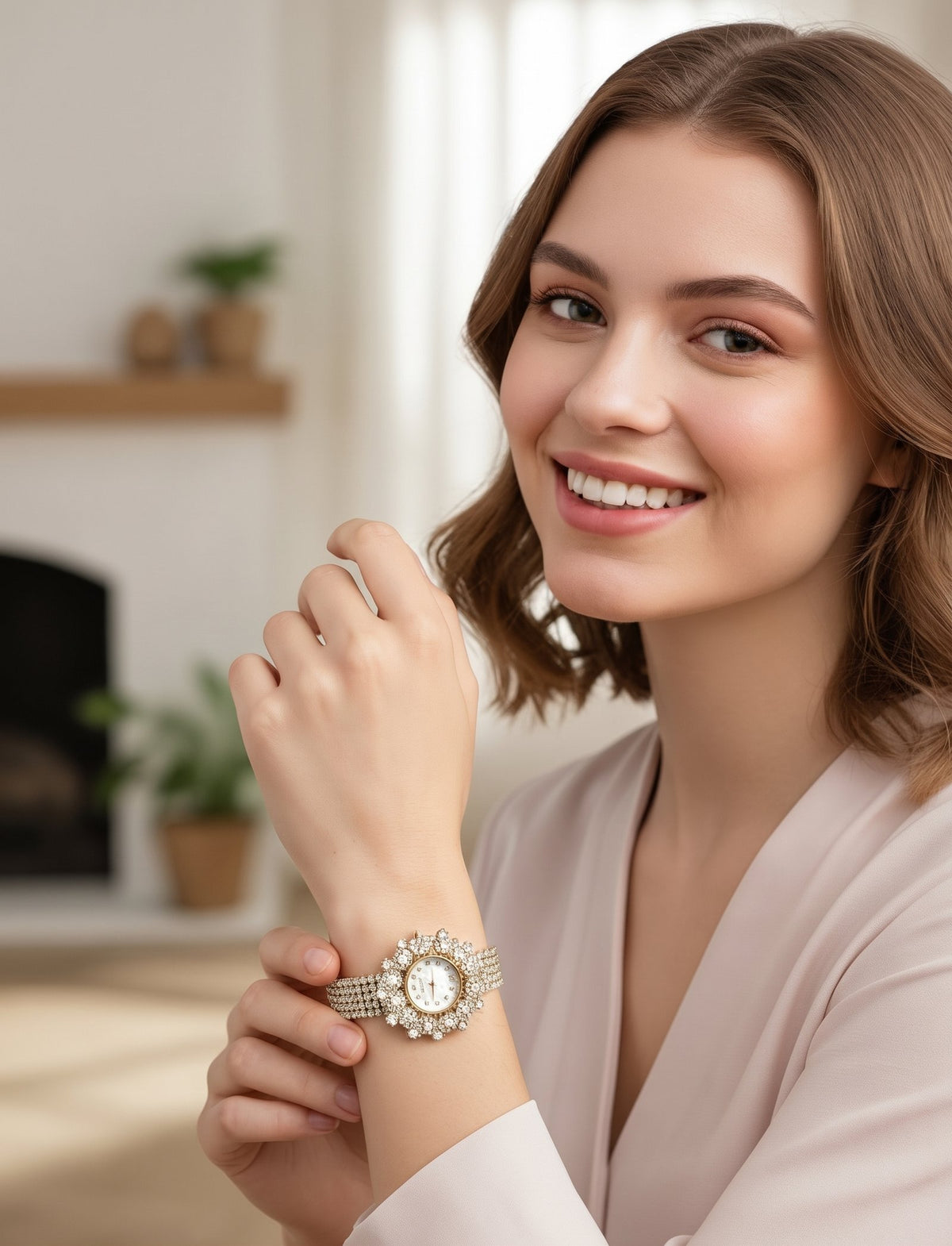Elegant Pearl Halo Watch for Women