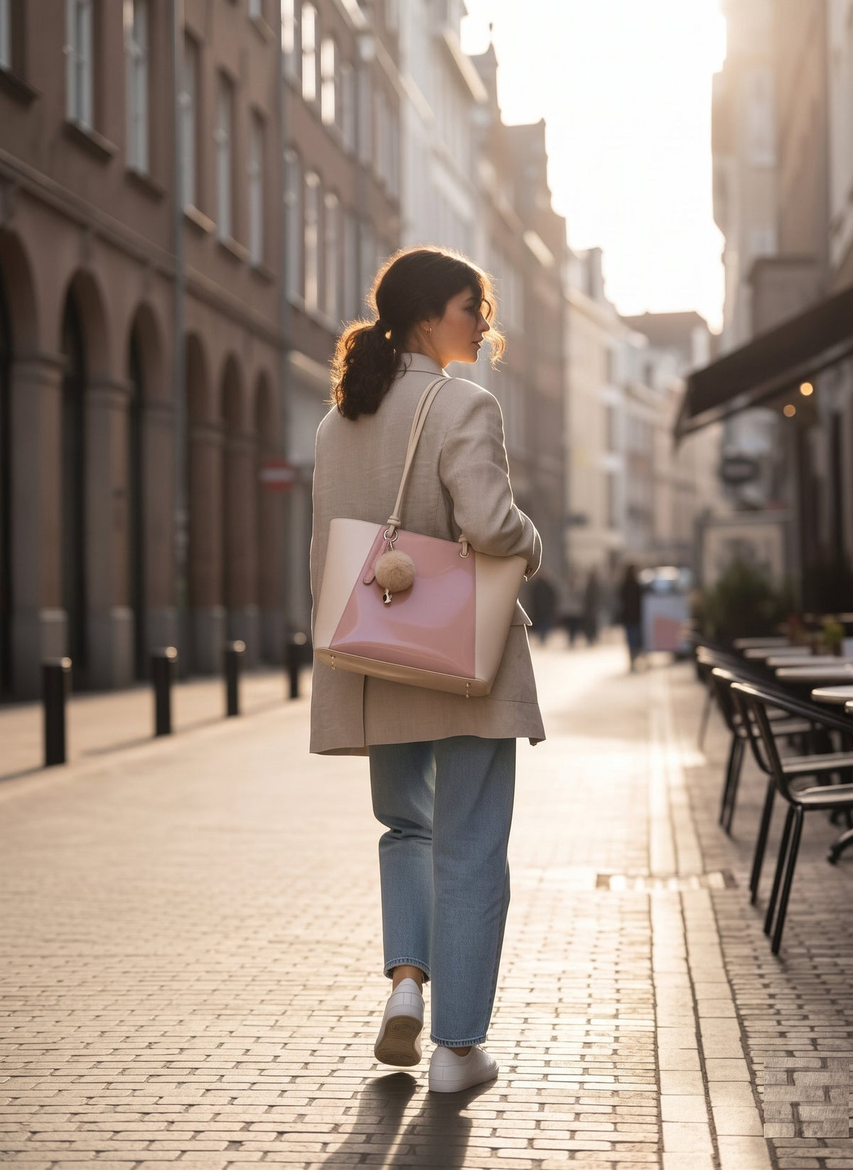 Two-Tone Elegant Tote Handbag