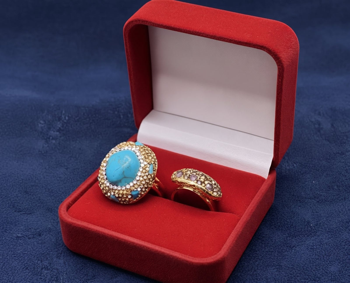 Turquoise Crystal Statement Ring