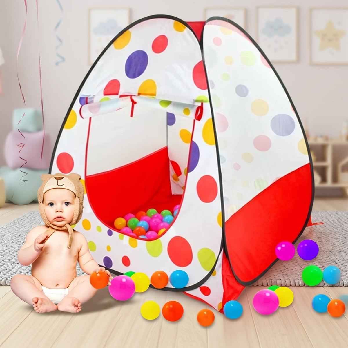 Kids Play Tent with 50 Colourful Balls