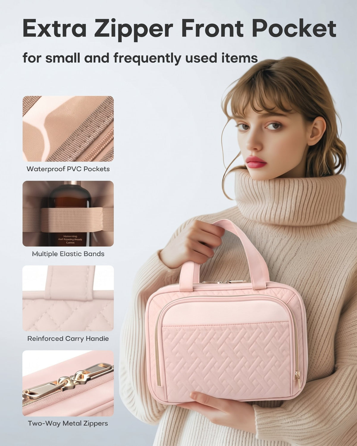 Large Travel Cosmetic Bag with Hanging Hook