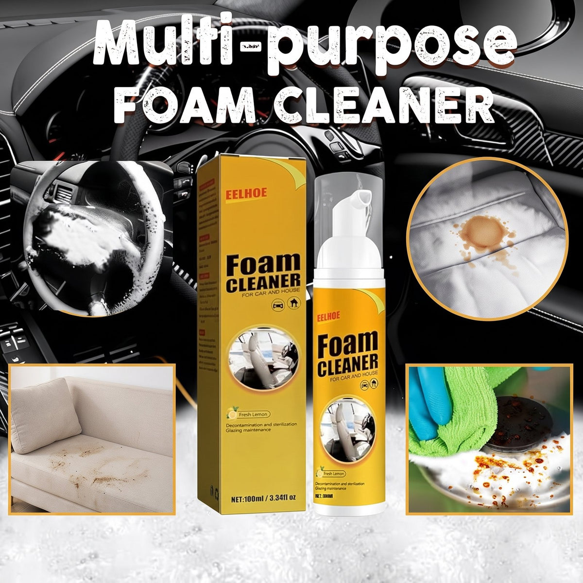 EELHOE Multi-Purpose Foam Cleaner 100ml - Car & Home