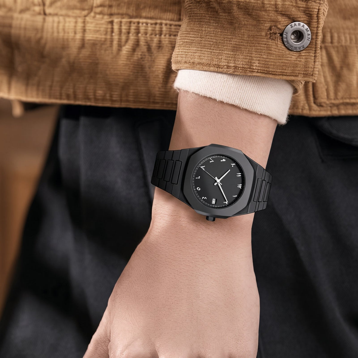 Stainless Steel Arabic Numeral Watch for Men