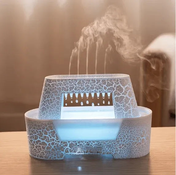 Raindrop Aroma Humidifier with Flame Light
