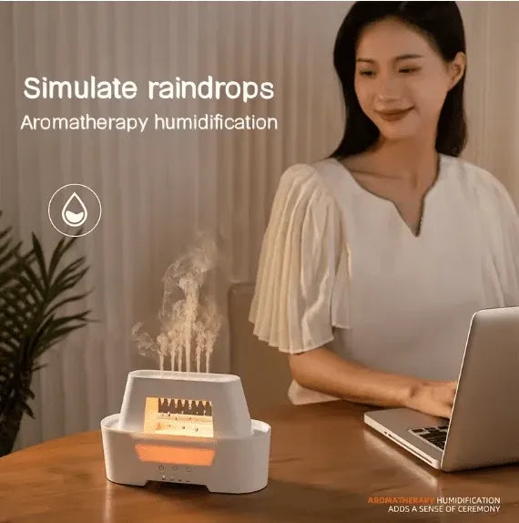 Raindrop Aroma Humidifier with Flame Light