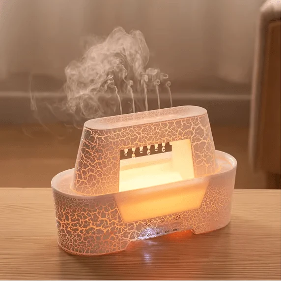Raindrop Aroma Humidifier with Flame Light