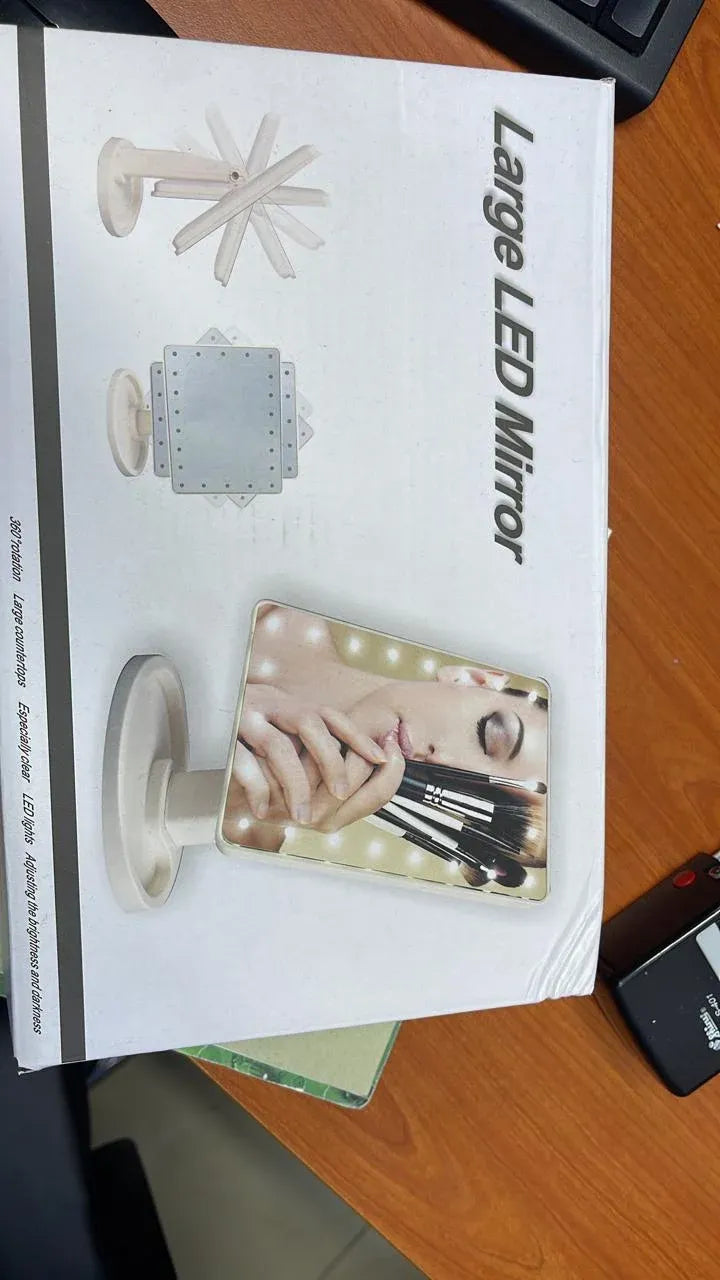 Large LED Makeup Mirror with 360 Rotation