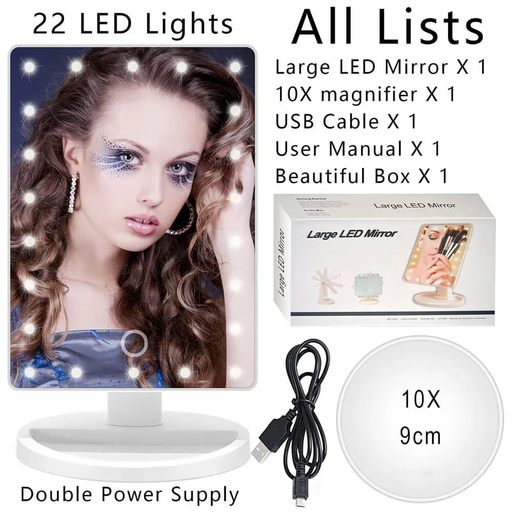 Large LED Makeup Mirror with 360 Rotation
