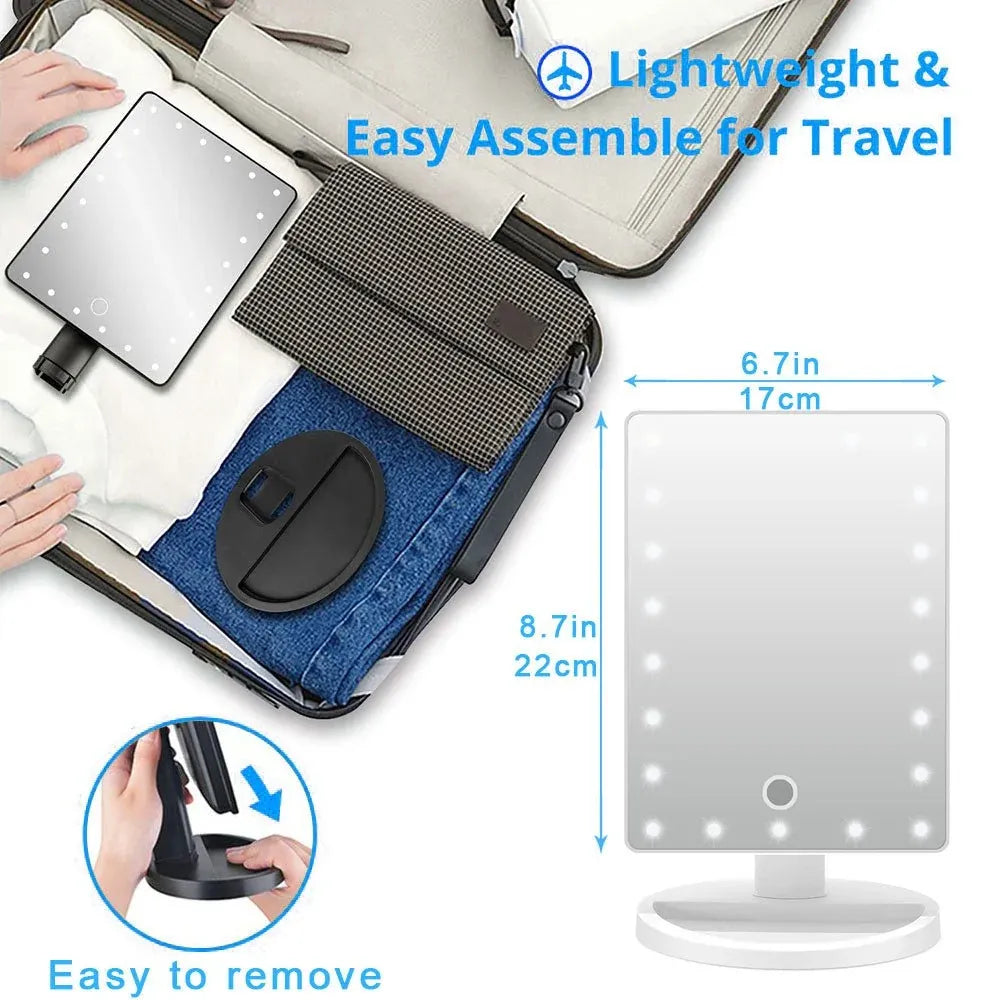 Large LED Makeup Mirror with 360 Rotation